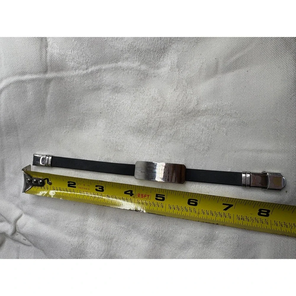 Mens Stainless Steel Black Rubber ID Bracelet To My Dad Youll Always Be My Hero